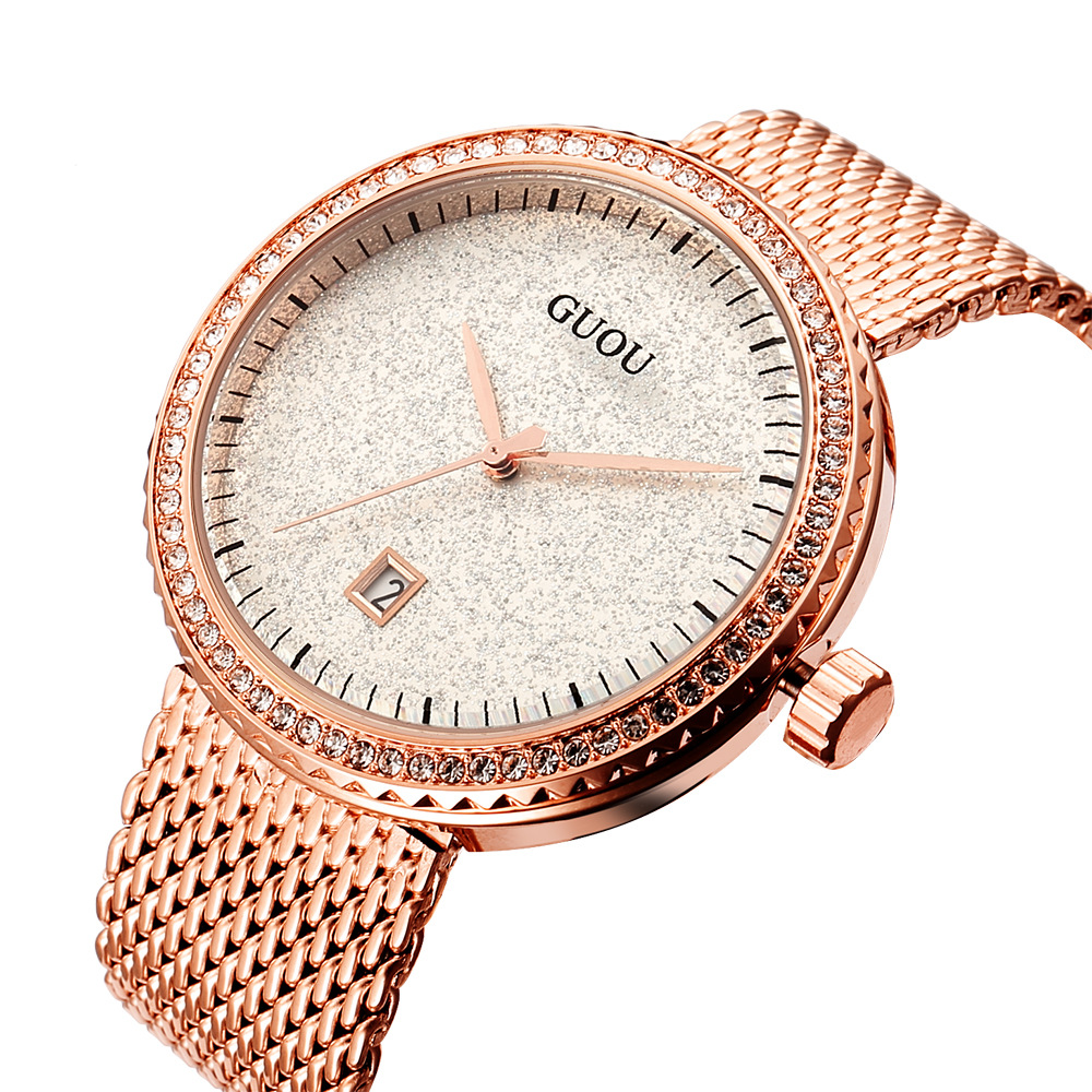 Mesh Stainless Strap - Guou-Montre à quartz rétro en maille